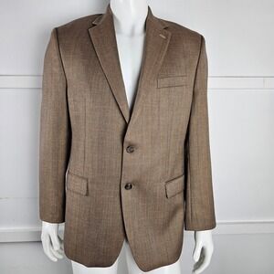 Lauren Ralph Lauren Men`s Brown Herringbone Wool Blend Sport Coat Blazer 42R
